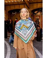 Jessie Zhao New York Double Sided Wool Silk Triangle Scarf Of Shapes Reconstruction