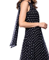 Betsy & Adam Women's Tie-Back Polka Dot Chiffon Dress