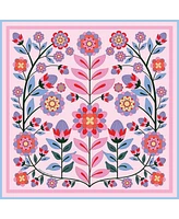 Jessie Zhao New York Double Sided Wool Silk Scarf Of Pink Garden