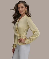 Donna Karan New York Women's Hardware-Trim Faux-Wrap Blouse