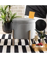 Baxton Studio Malina Contemporary Glam and Luxe Pink Velvet Fabric Upholstered Gold Finished Metal Storage Ottoman