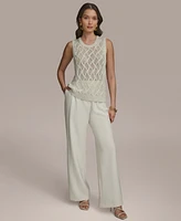 Donna Karan New York Women's Open-Stitch Sleeveless Sweater