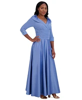 Jessica Howard Women's Portrait-Collar Side-Ruched Gown