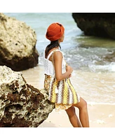 Sauvage Colette Macrame Beach Bag In Yellow, Brown and White