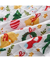 Festive Holiday Reversible Microfiber Quilt Set with Shams
