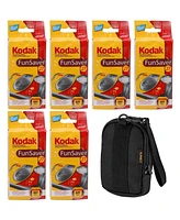 Kodak Kodak Fun Saver 35mm One-Time-Use Disposable Camera with Flash, 27 Exposures 6-pack With Slinger Camera Bag