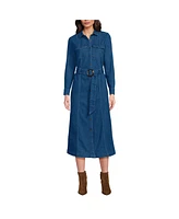 Lands' End Women's Soft Denim Midi Shirt Dress