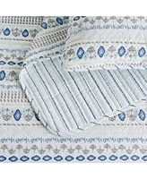 Linery & Co. Floral Stripe Printed Reversible Stitched Quilt Set with Shams