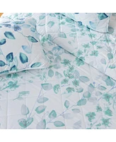 Linery & Co. Watercolor Leaves Microfiber Quilt Set With Shams