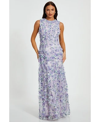 Quiz Women's Floral Puff Sleeve Maxi Dress