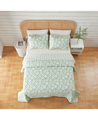 Linery & Co. Green Seashell Microfiber Quilt Set With Shams