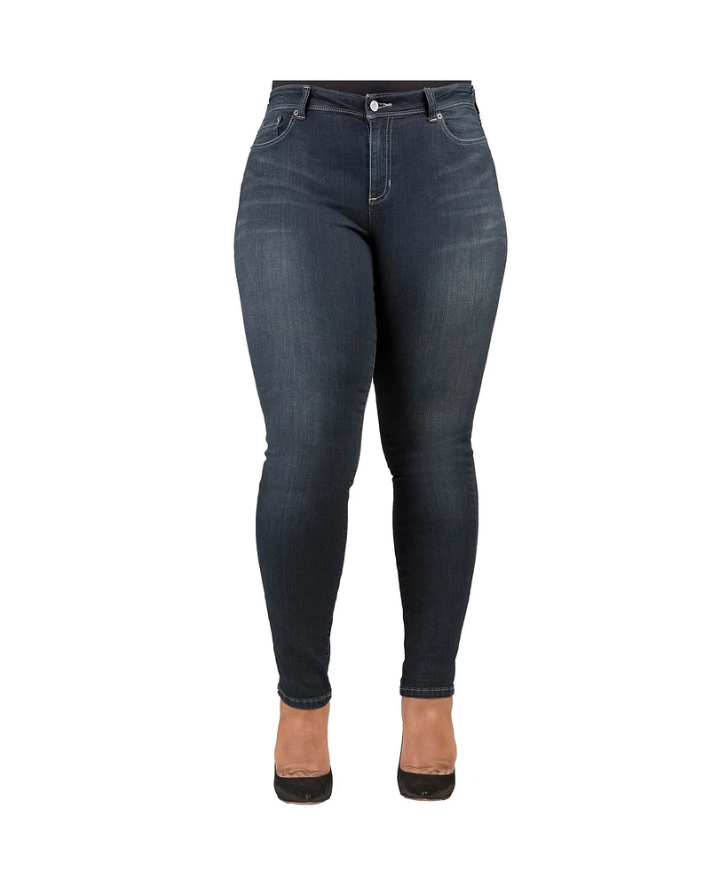 Poetic Justice Plus Curvy-Fit Basic 5 Pockets Skinny Jeans Dark