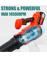 Cordless Leaf Blower Outigo, Leaf Blower with 2 21V 4.5Ah Batteries and 2 Tubes, Powerful Lightweight Handheld Garden Leaf Blower, Suitable for Dust R