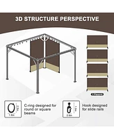 Aoodor 12' x 12' Gazebo Curtain Replacement Universal 4-Panel Sidewalls (Only Curtain)