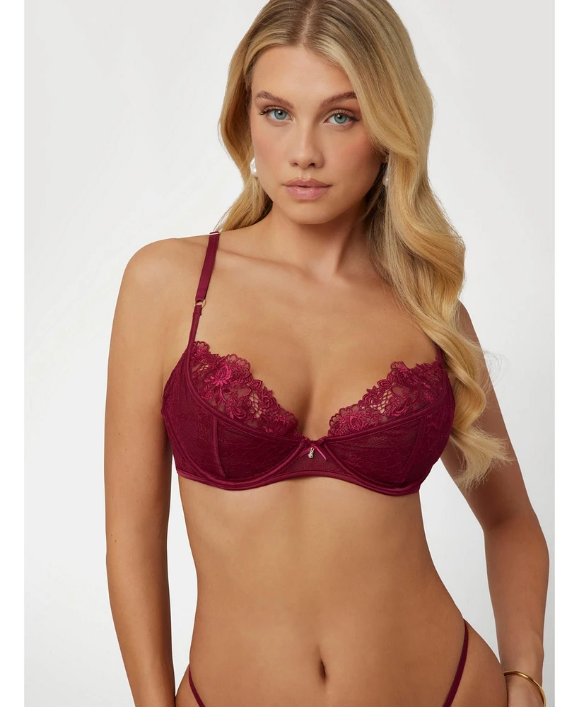 Guess Women's Rebecca Floral Lace Balcony Bra