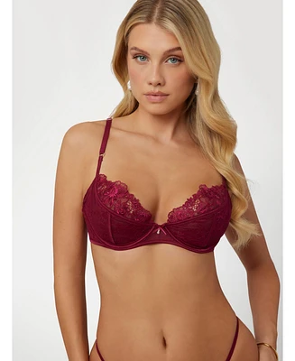 Guess Women's Rebecca Floral Lace Balcony Bra