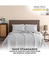 Linery & Co. Textured Spandex Solid Quilt Set With Shams
