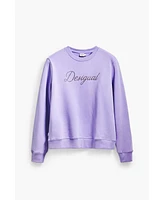 Desigual Women's Sweatshirt with Logo and Rhinestones