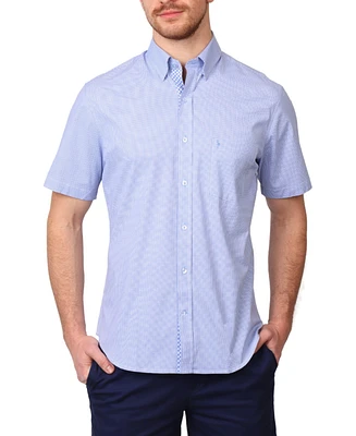 Tailorbyrd Men's Signature Micro Gingham Short Sleeve Shirt