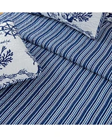 Linery & Co. Navy Nautical Pattern Microfiber Quilt Set With Shams