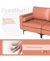 Modern Loveseat Sofa with 2 Bolsters and Side Storage Pocket