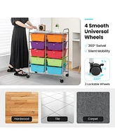 10-Drawer Rolling Storage Cart-Deep