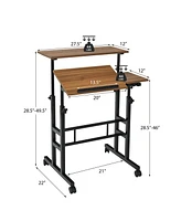 Mobile Standing up Desk Adjustable Computer Desk Tilting Workstation