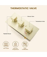 Casainc Wall Mounted Thermostatic Shower System With Body Jets Handheld