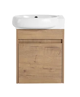 Soft Close Doors Bathroom Vanity With Sink,16 Inch For Small Bathroom