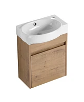 Soft Close Doors Bathroom Vanity With Sink,16 Inch For Small Bathroom