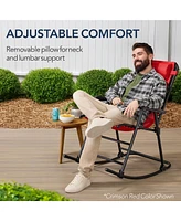 Best Choice Products Folding Outdoor Zero Gravity Rocking Lounge Chair w/ Headrest Pillow