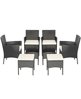 Gymax 8 Piece Patio Pe Rattan Sofa Set Outdoor Conversation Furniture Set w/ Ottoman Tables