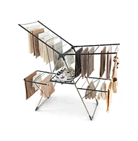 2-Tier Clothes Drying Rack with 33 Drying Rails and Height Adjustable Gullwings