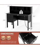 48 Inch Computer Desk with Drawers Power Outlets