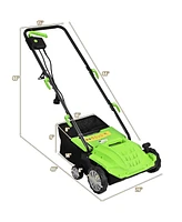 13 Inch 12 Amp Electric Scarifier with Collection Bag and Removable Blades