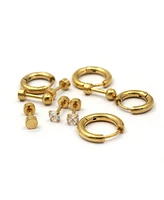 Set of 5 Stainless Steel Earrings: Hoops and Studs