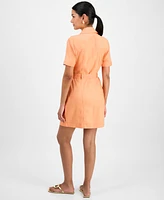 I.n.c. International Concepts Women's Linen-Blend Belted Mini Dress, Exclusively at Macy's