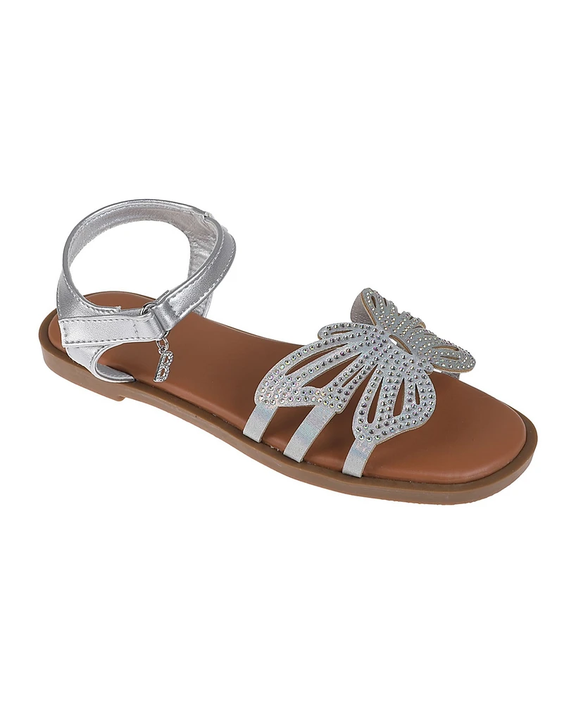 Bebe Little Girls Flat with Butterfly Rhinestone Welt Sandals