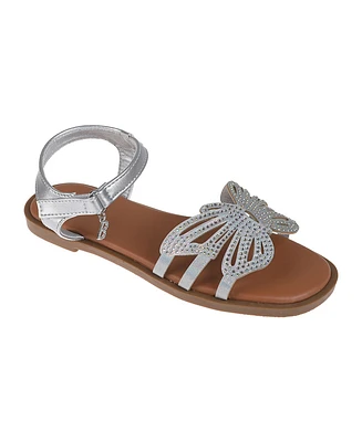 Bebe Little Girls Flat with Butterfly Rhinestone Welt Sandals