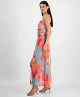 Bar Iii Women's Printed Halter Bandeau Maxi Dress, Exclusively at Macy's