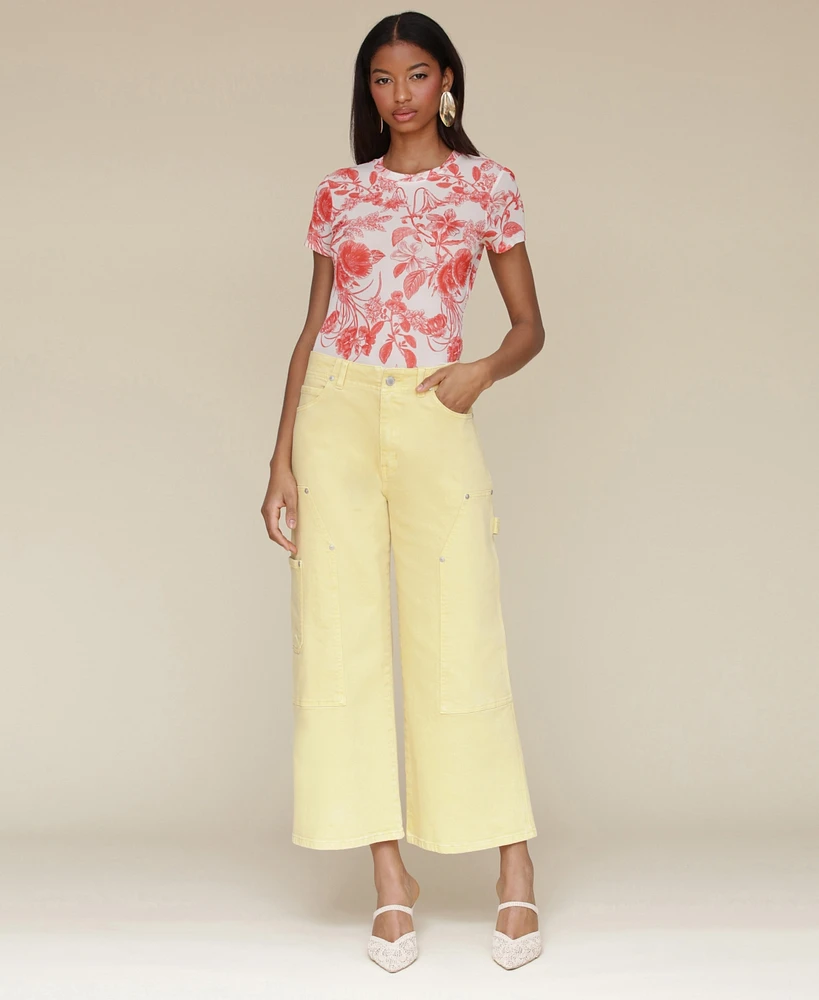 Avec Les Filles Women's High-Waist Cropped Carpenter Jeans