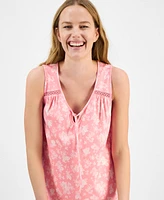 Charter Club Women's Cotton Sleeveless Tie-Neck Nightgown, Exclusively at Macy's