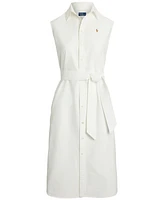 Polo Ralph Lauren Women's Belted Oxford Sleeveless Shirtdress