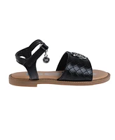 Bebe Little Girls Embossed Flat with Medallion Hardware Sandals