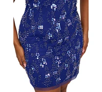 Adrianna by Papell Plus Scoop-Neck Beaded Mini Dress