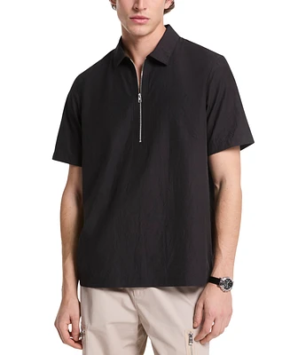 Michael Kors Men's Relaxed Fit Short Sleeve Crinkle Popover Shirt