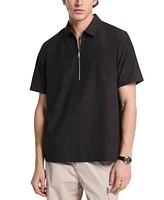 Michael Kors Men's Relaxed Fit Short Sleeve Crinkle Popover Shirt