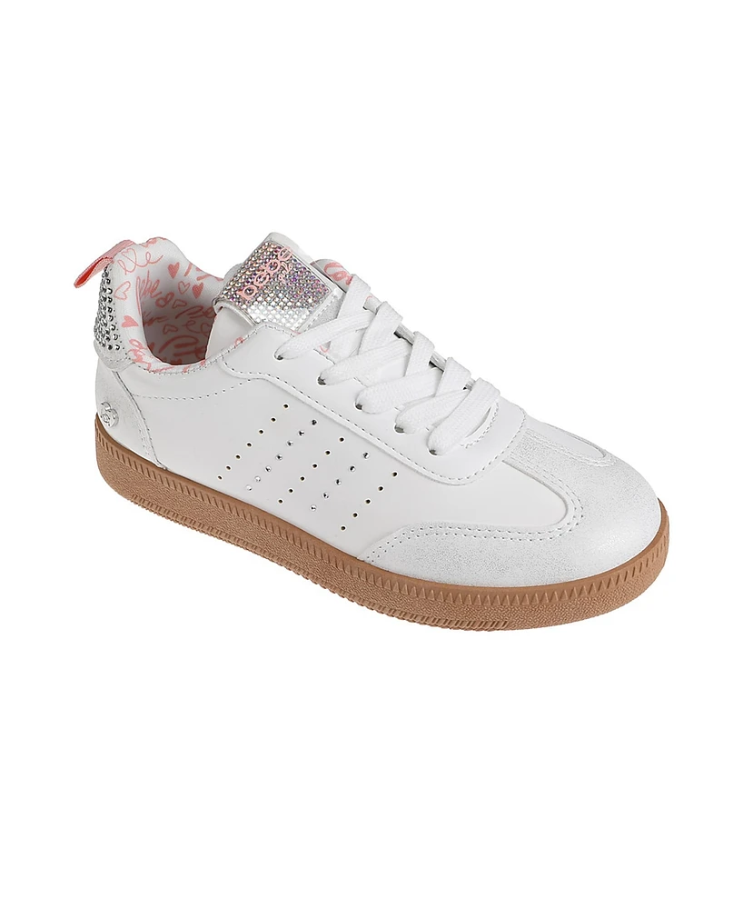 Bebe Little Girls Comfortable Low Top with Perforated Detail and Rhinestones Sneakers