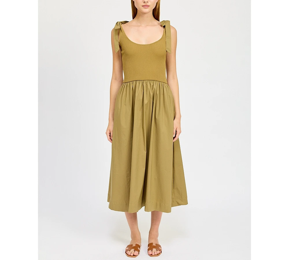 En Saison Women's Wren Mixed-Media Midi Dress