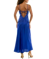 Alex & Sophia Women's Strappy Satin Maxi Dress